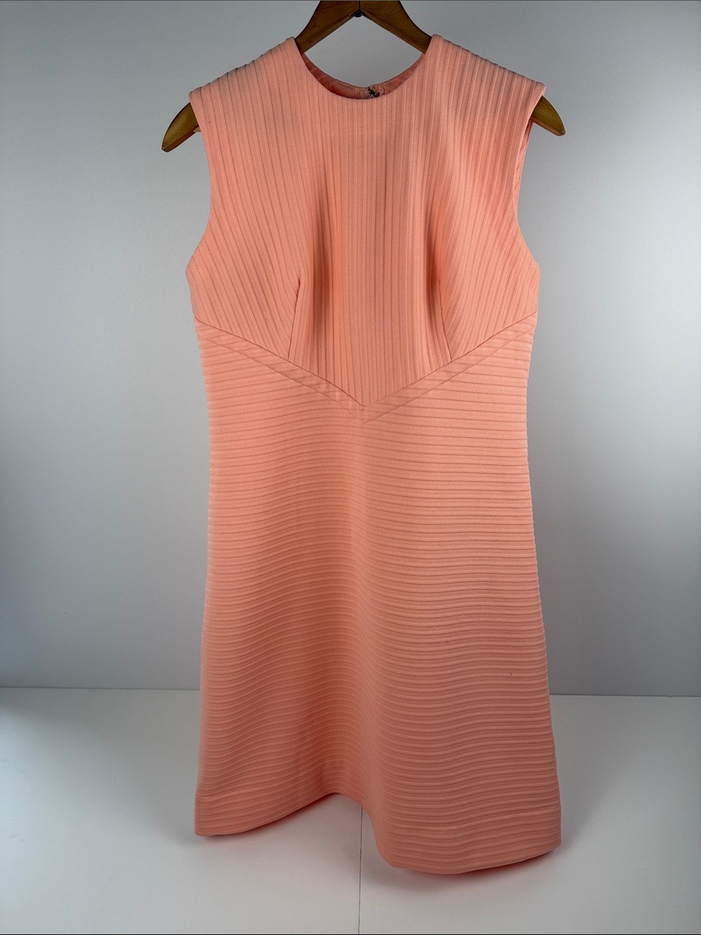 Vintage Sleeveless Peach Ribbed Shift mini dress